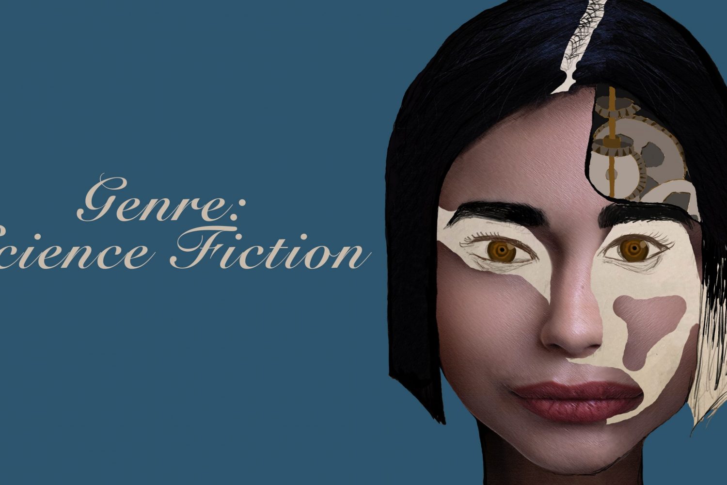 Gemalte Cyborg-Frau als Symbolbild für das Genre Science-Fiction.